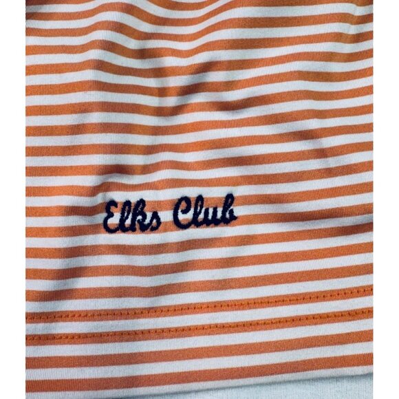 Footjoy Polo Shirt Mens XXL Orange White Stripes Elks Club Stretch Golf - Picture 8 of 13